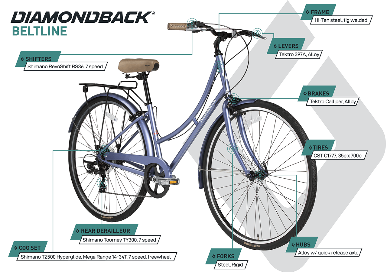 Beltline - Hybrid Bike (700C) - Green - infographic