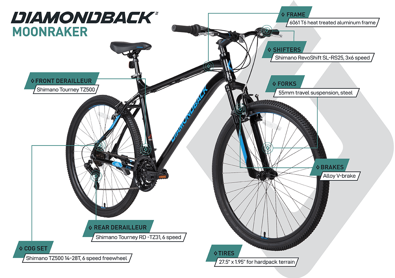 Moonraker - Hardtail Mountain Bike (27.5") - Dark Grey - infographic
