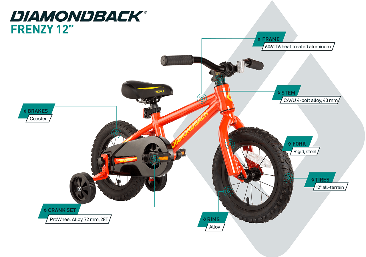 Frenzy - Kids Bike (12") - Charcoal - infographic