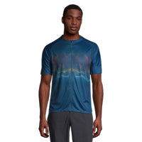 Mens Full-Zip Cycling Jersey - Blue Angular