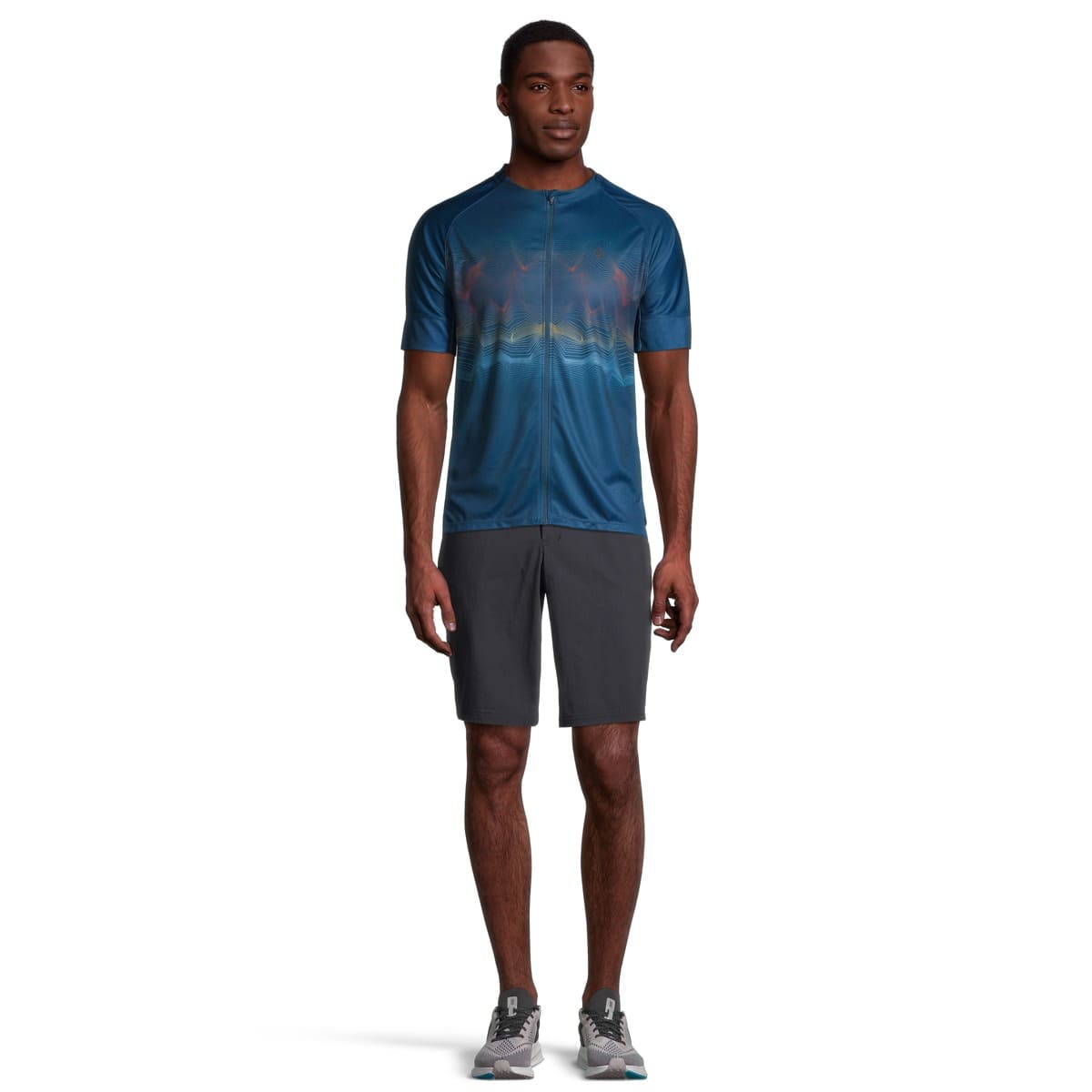 Mens Full-Zip Cycling Jersey - Blue Angular – DiamondBack