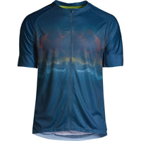 Mens Full-Zip Cycling Jersey - Blue Angular