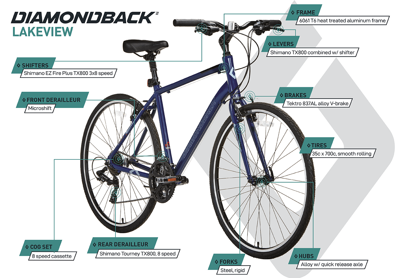Lakeview - Hybrid Bike (700C) - Blue - infographic 