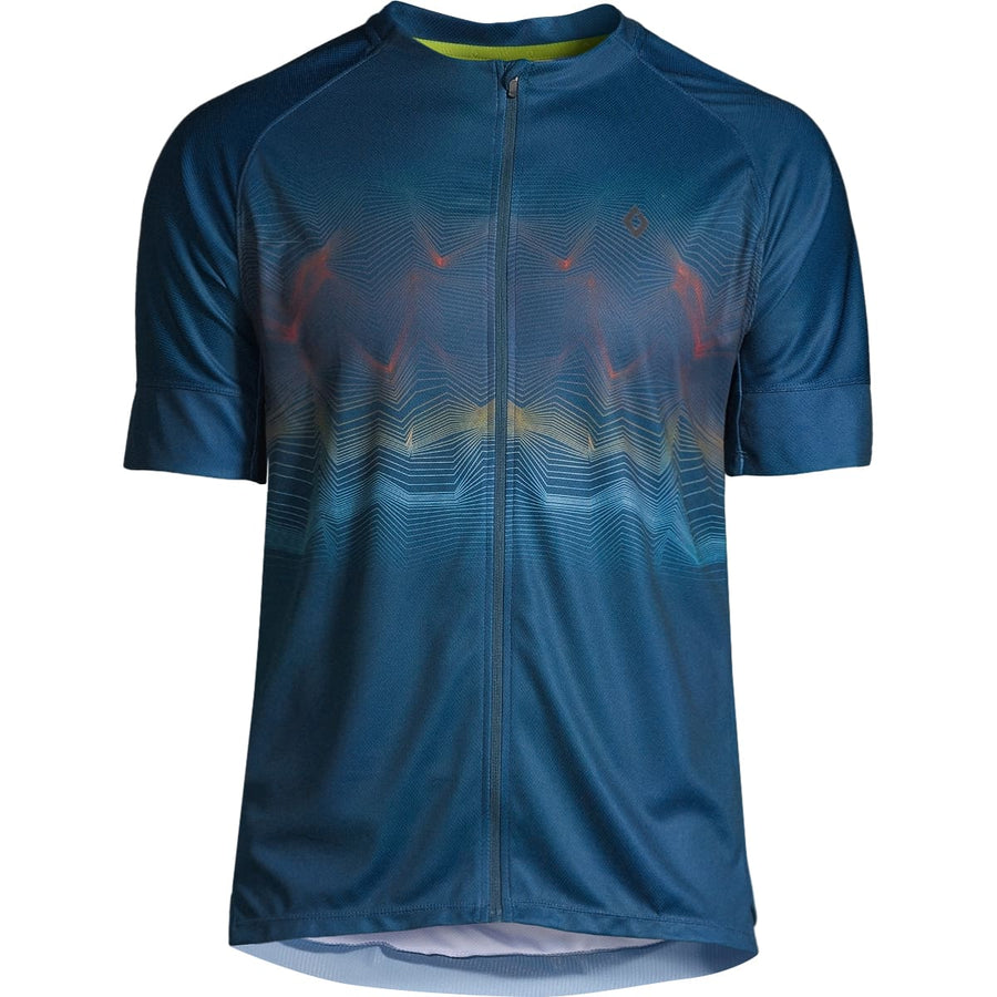 Mens Full-Zip Cycling Jersey - Blue Angular